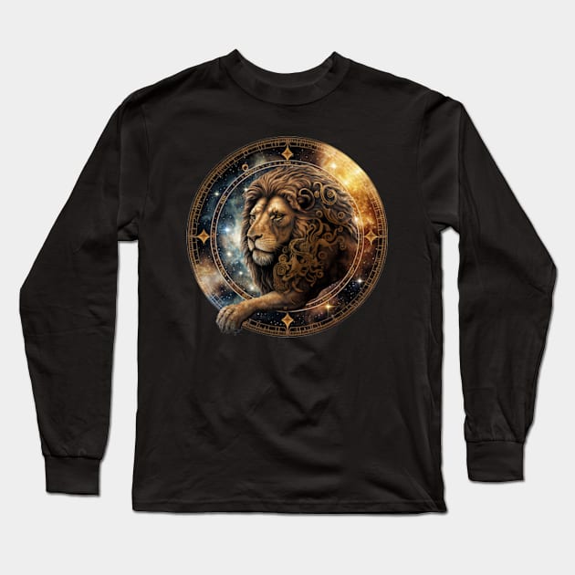 The Lion's Den, Leo Zodiac Sign Long Sleeve T-Shirt by Petko121212